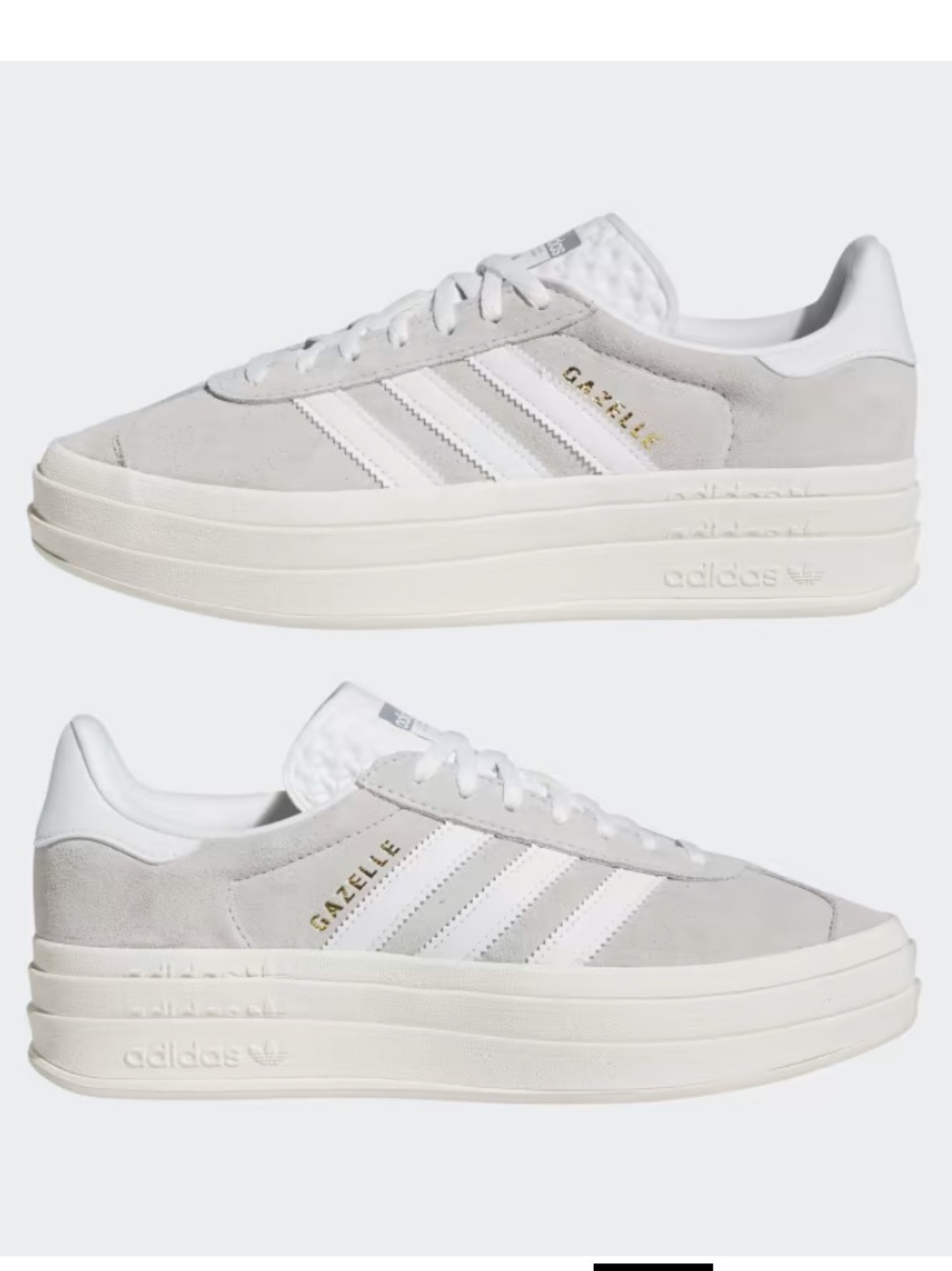 adidas Gazelle Platform Sneakers in Light Grey and White
